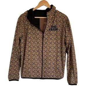 Anthrax Mens Band The Farm Skull‎ Hooded Jacket Size Small Black Tan Green